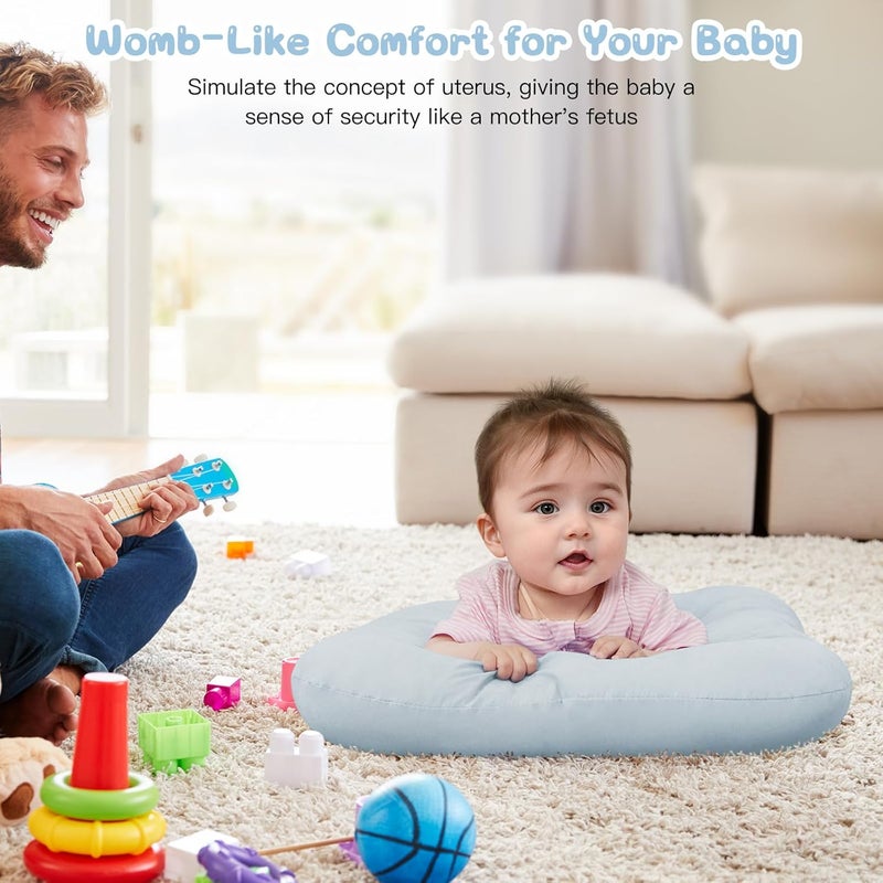 PGONEEE Baby Lounger for Newborn, Bionic Design Baby Lounger, Soft Organic Cotton Breathable Lounger for Infants 0-18 Months (Grayinsh Blue) - Image 3
